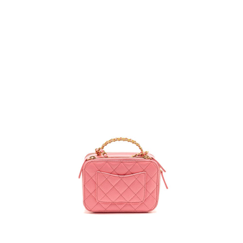 CHANEL 22S LETTER TOP HANDLE SMALL VANITY CASE CAVIAR PINK BRUSHED GHW (MICROCHIP)