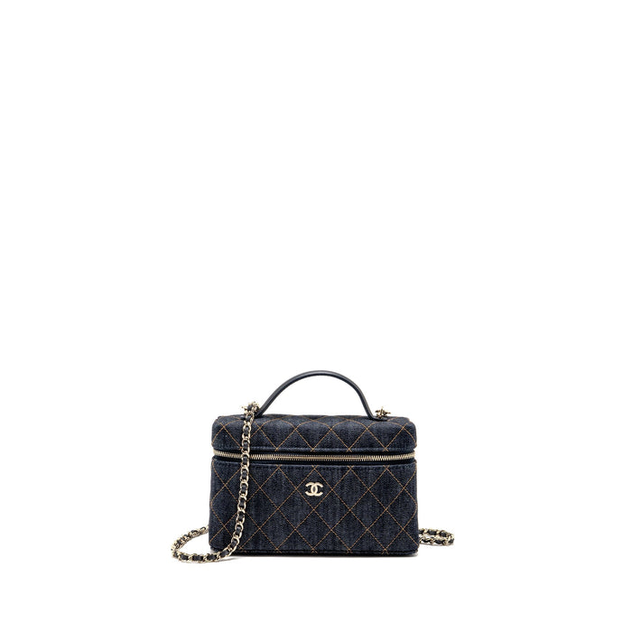 CHANEL 26P TOP HANDLE VANITY DENIM DARK BLUE LGHW (MICROCHIP)