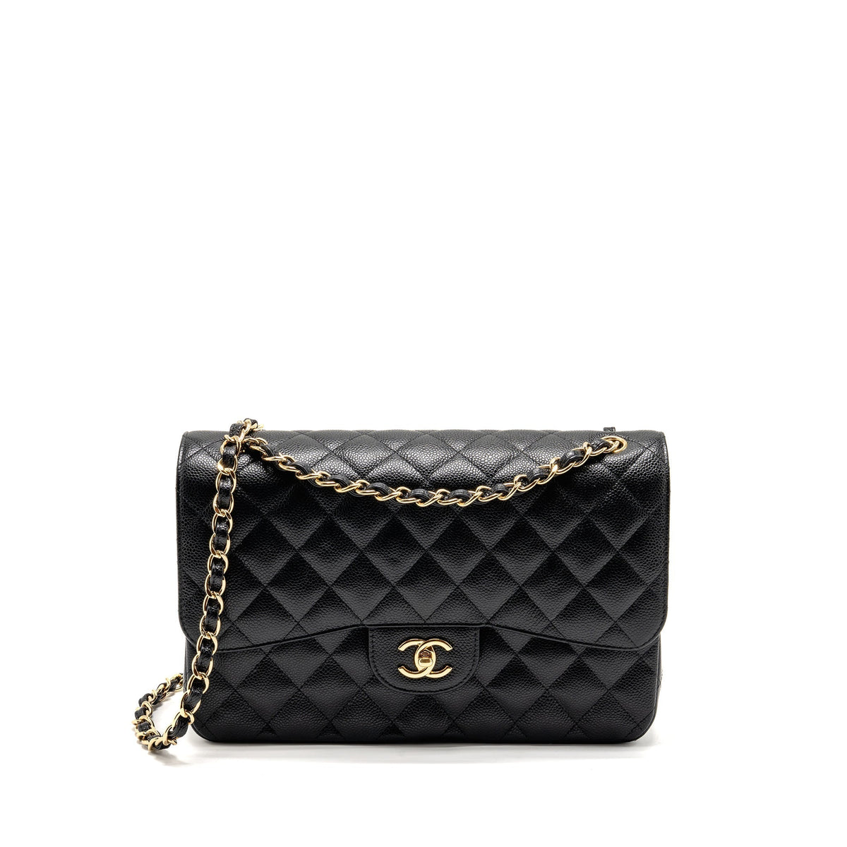 CHANEL JUMBO CLASSIC DOUBLE FLAP BAG CAVIAR BLACK GHW