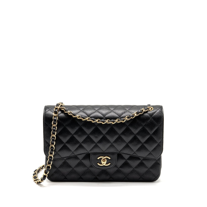 CHANEL JUMBO CLASSIC DOUBLE FLAP BAG CAVIAR BLACK GHW