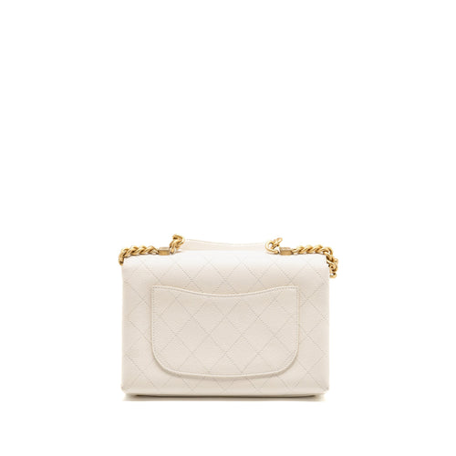 CHANEL CHIC AFFINITY TOP HANDLE FLAP BAG CAVIAR WHITE GHW