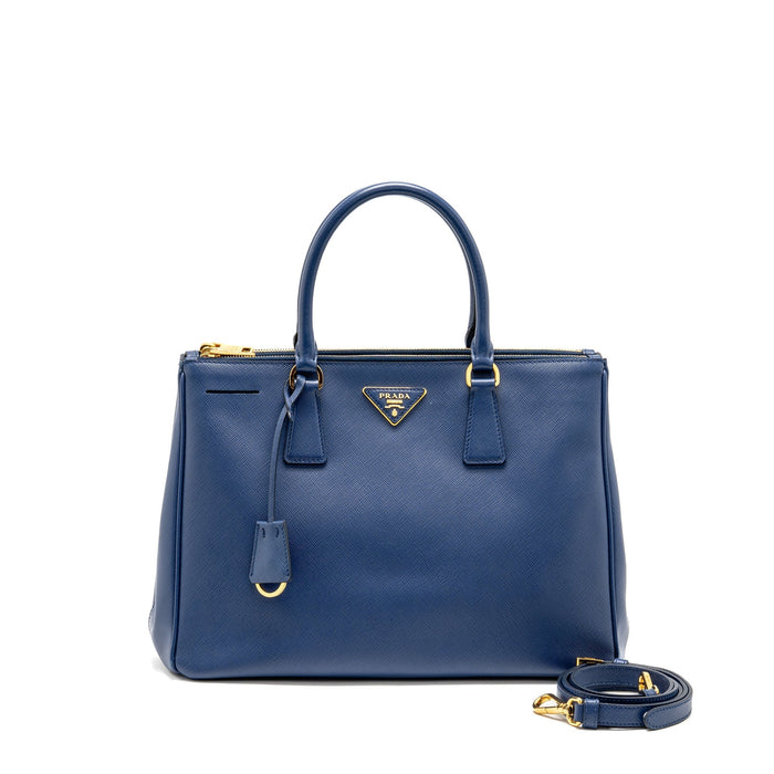 PRADA LARGE SAFFIANO TOTE BAG GALLERIA SAFFIANO LEATHER BLUETTE GHW