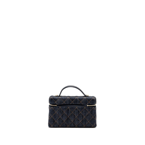 CHANEL 26P TOP HANDLE VANITY DENIM DARK BLUE LGHW (MICROCHIP)