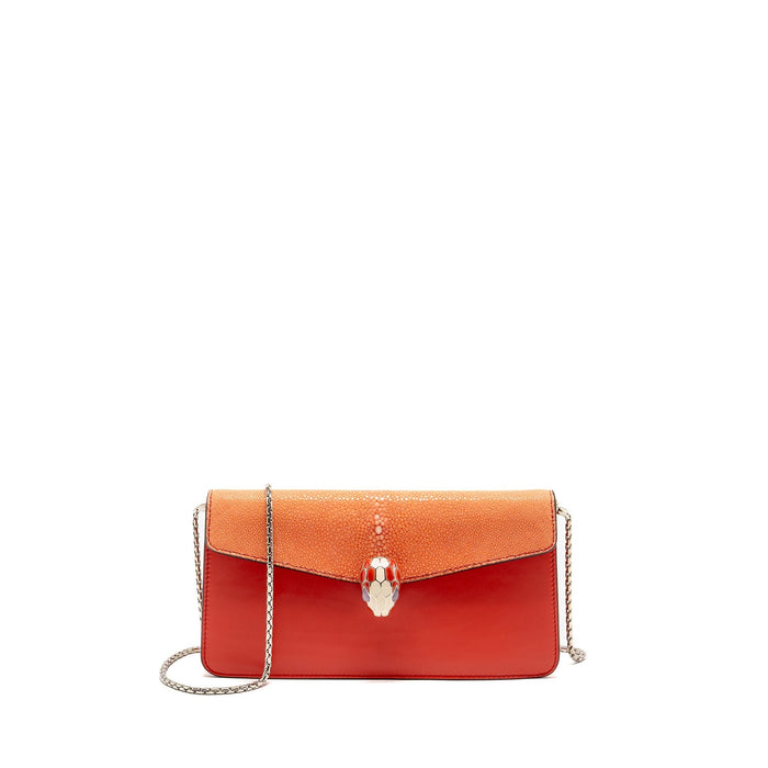 BVLGARI SERPENTI SHOULDER BAG GALUCHAT/CALFSKIN RED SHW