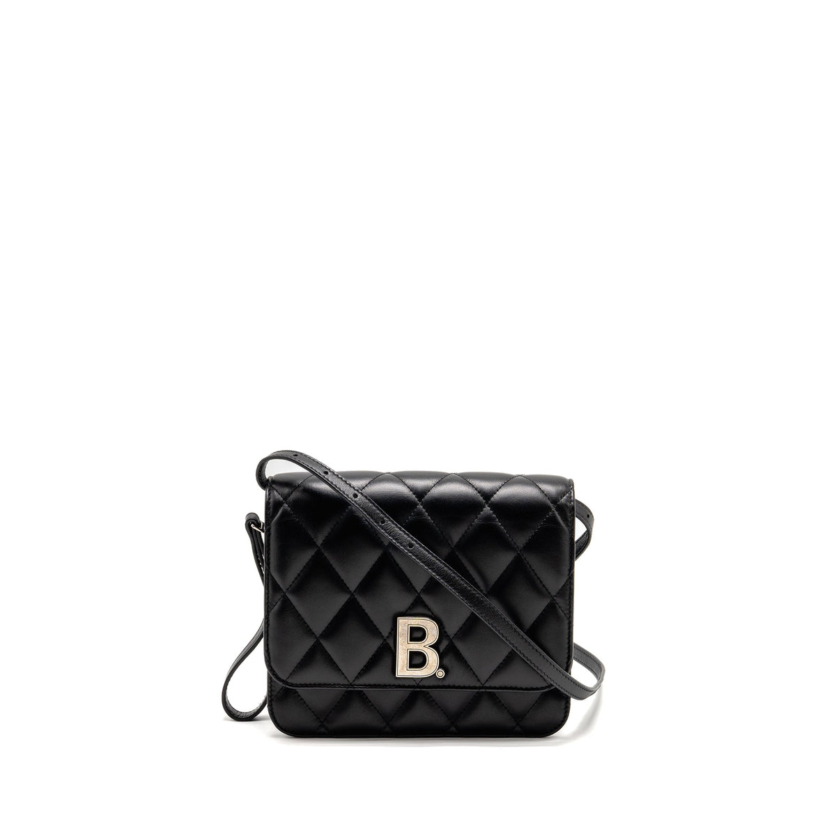 BALENCIAGA B. SHOULDER BAG QUILTED CALFSKIN BLACK RUTHENIUM HARDWARE
