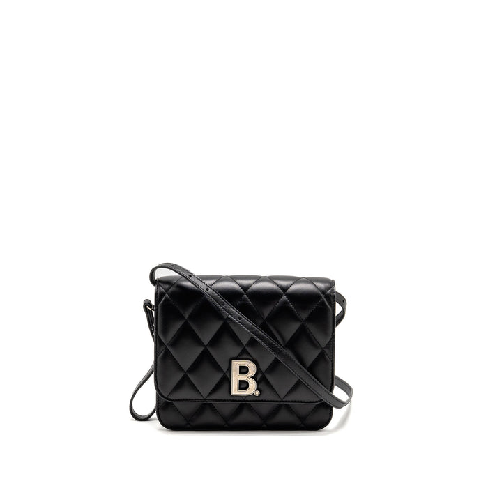 BALENCIAGA B. SHOULDER BAG QUILTED CALFSKIN BLACK RUTHENIUM HARDWARE