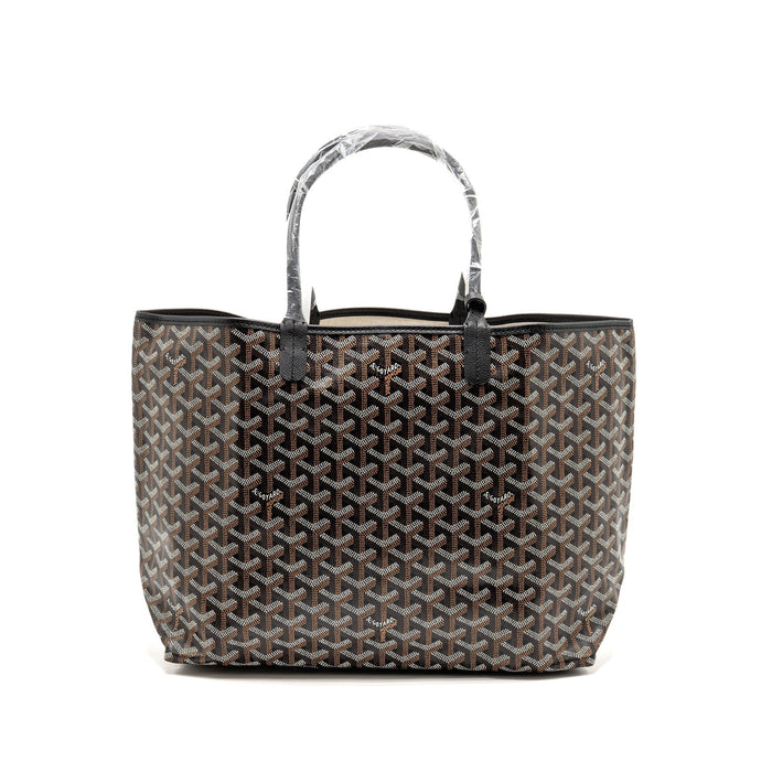 GOYARD SAINT LOUIS PM TOTE GOYARDINE CANVAS/CALFSKIN BLACK SHW
