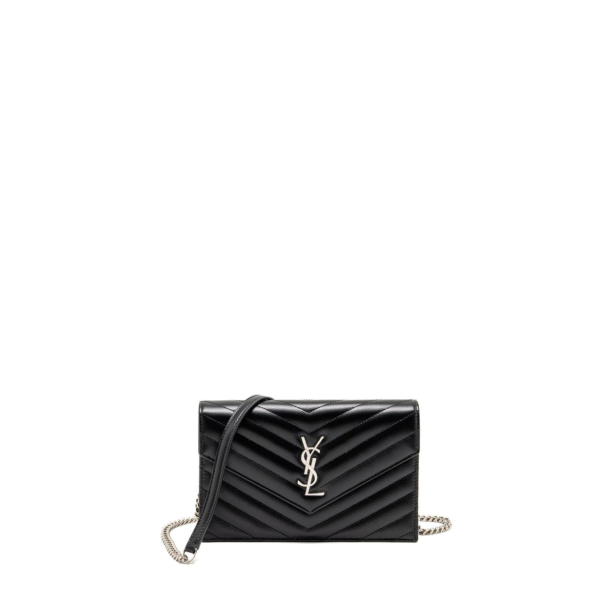 SAINT LAURENT/ YSL ENVELOPE CHAIN WALLET CALFSKIN BLACK SHW