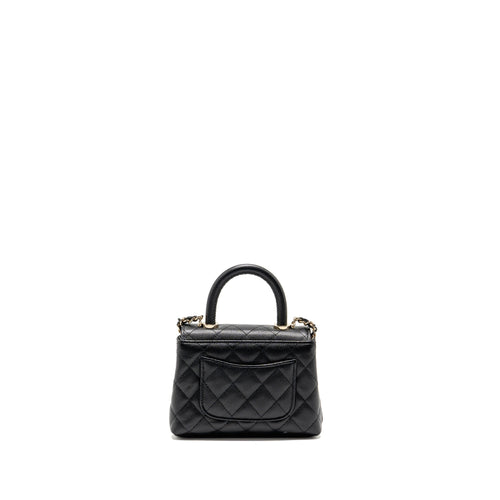 CHANEL COCO HANDLE CLUTCH WITH CHAIN CAVIAR BLACK LGHW (MICROCHIP)