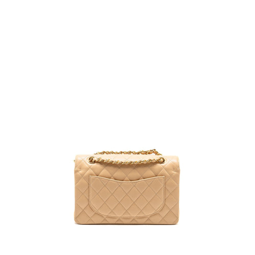 CHANEL SMALL CLASSIC DOUBLE FLAP BAG CAVIAR BEIGE GHW (MICROCHIP)