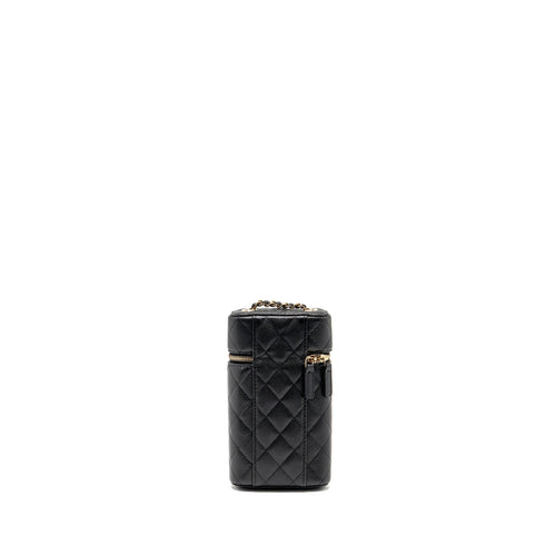 CHANEL CLASSIC VANITY PHONE HOLDER WITH CHAIN CAVIAR BLACK LGHW