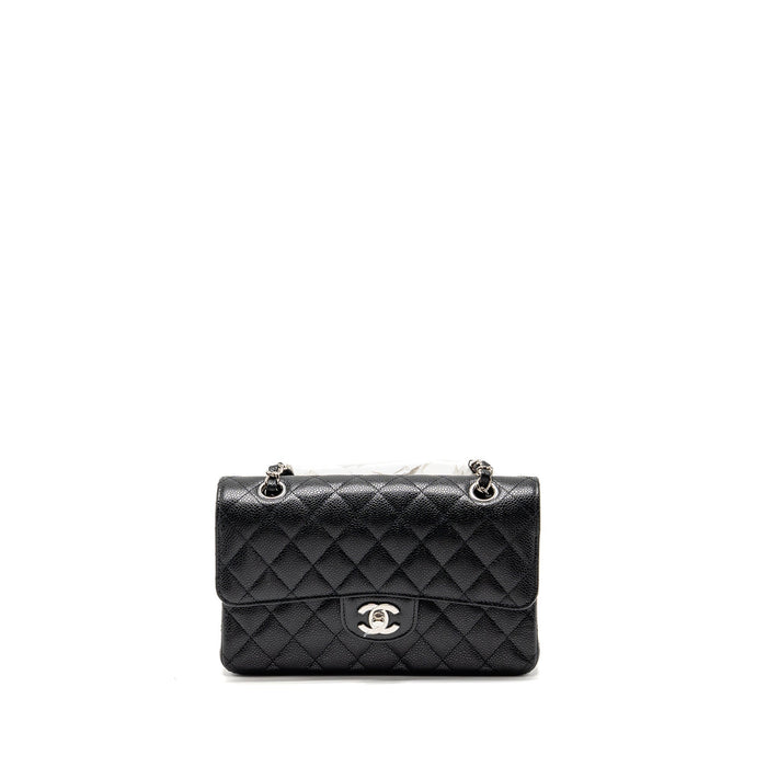 CHANEL SMALL CLASSIC DOUBLE FLAP BAG CAVIAR BLACK SHW