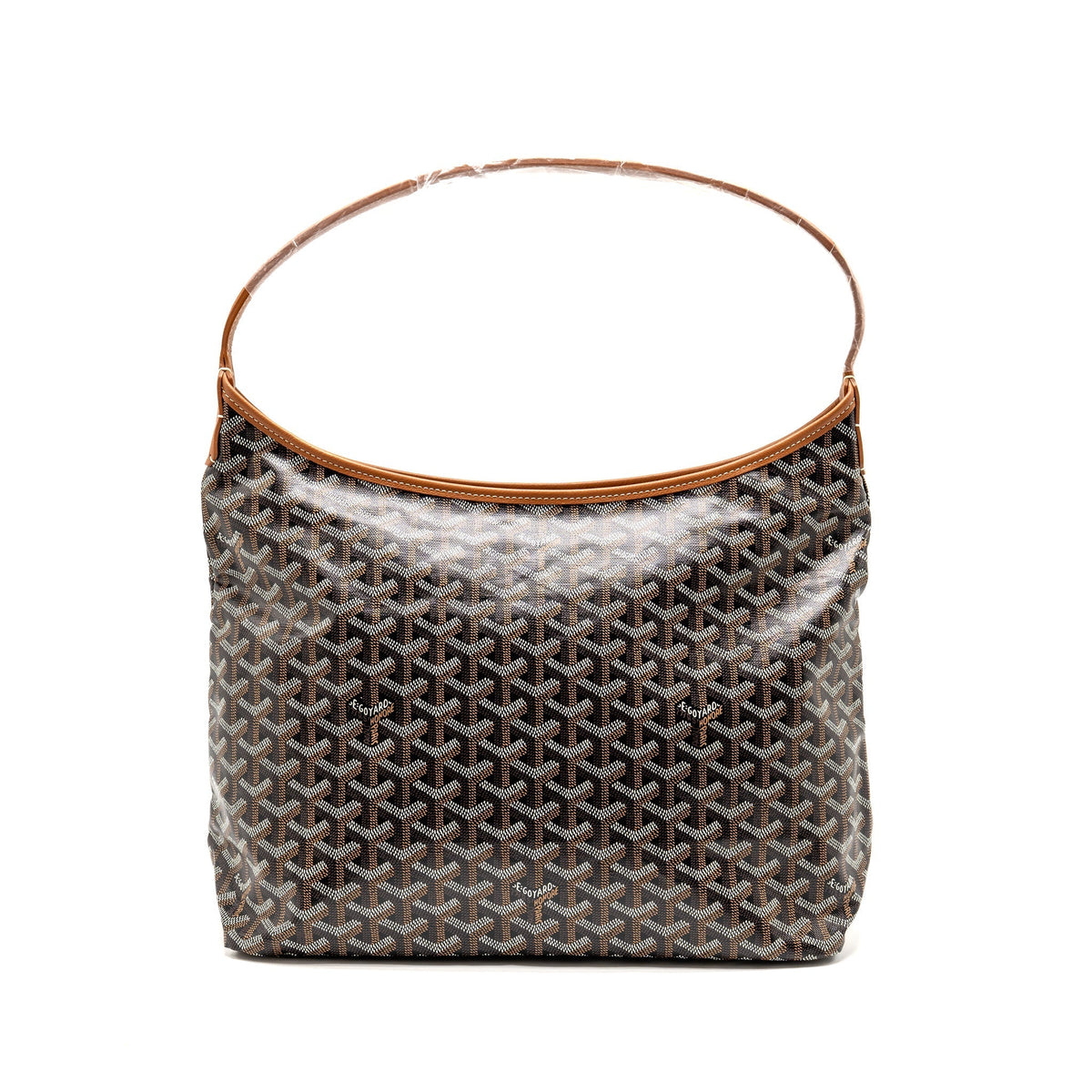 GOYARD BOHEME PM HOBO BAG GOYARDINE CANVAS/CALFSKIN BLACK/NATUREL SHW