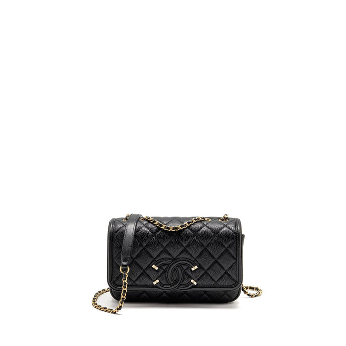 CHANEL FILIGREE FLAP BAG CAVIAR BLACK GHW