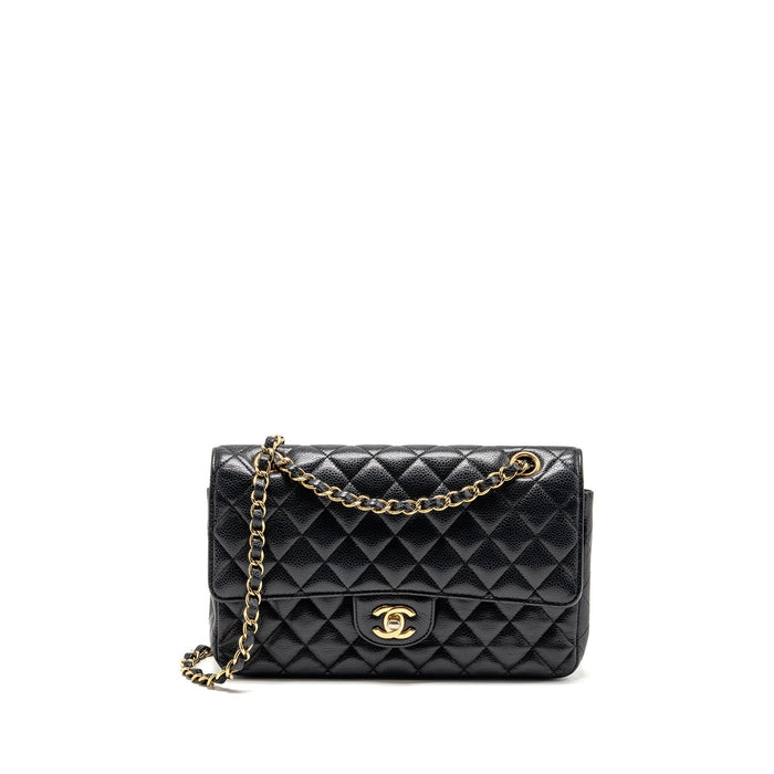 CHANEL MEDIUM CLASSIC DOUBLE FLAP BAG CAVIAR BLACK GHW