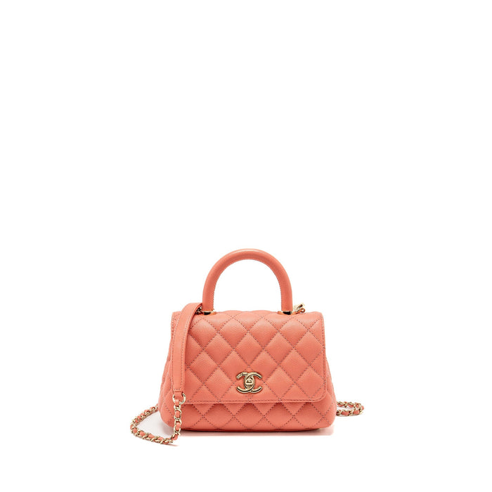 CHANEL MINI COCO HANDLE CAVIAR PINK LGHW (MICROCHIP)