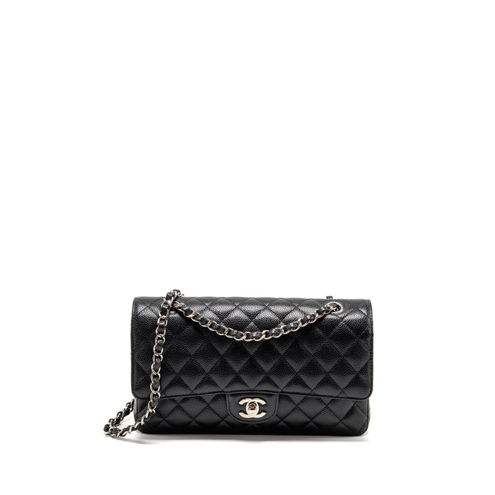 CHANEL MEDIUM CLASSIC DOUBLE FLAP BAG CAVIAR BLACK SHW