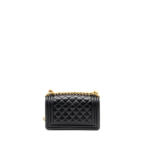 CHANEL SMALL BOY BAG CALFSKIN BLACK GHW (MICROCHIP)
