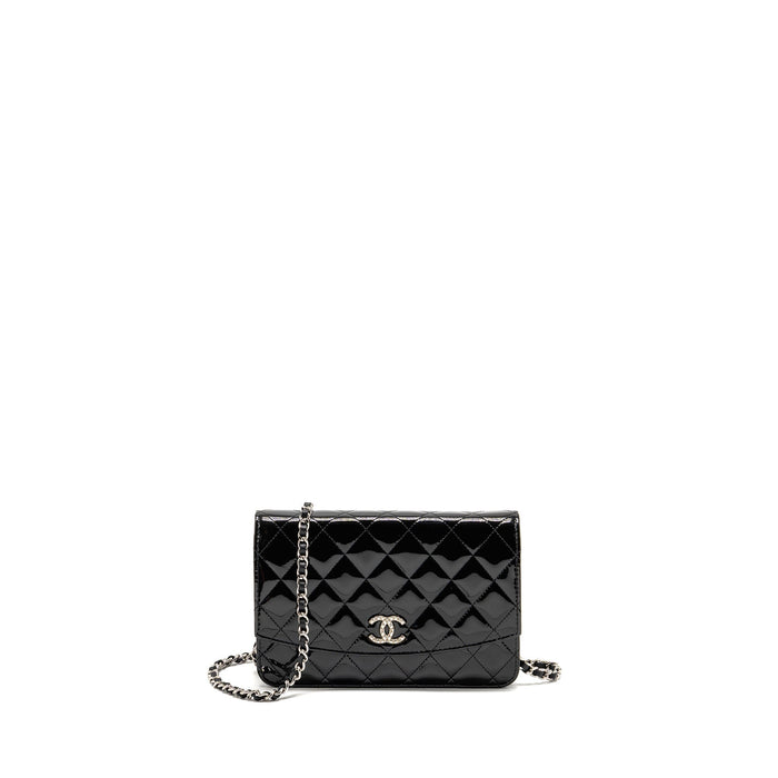 CHANEL WALLET ON CHAIN PATENT LEATHER BLACK SHW