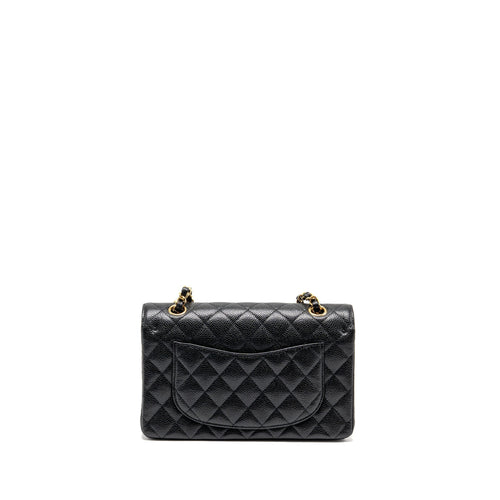CHANEL SMALL CLASSIC DOUBLE FLAP BAG CAVIAR BLACK GHW (MICROCHIP)
