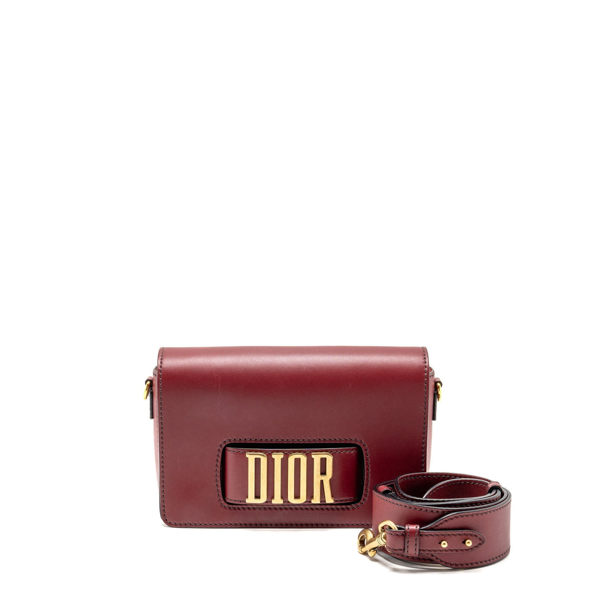 DIOR DIOREVOLUTION FLAP BAG DARK RED CALFSKIN GHW