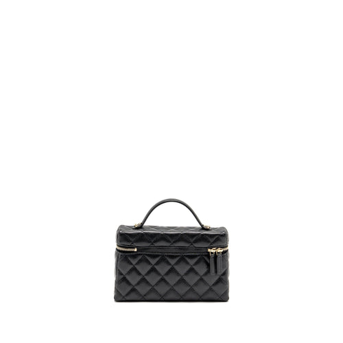 CHANEL 25P CC TOP HANDLE VANITY BAG CAVIAR BLACK LGHW (MICROCHIP)