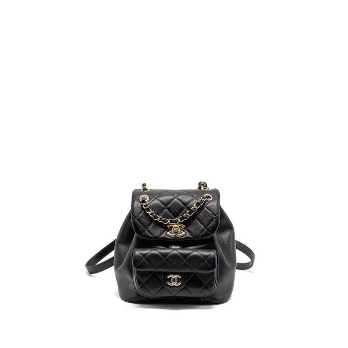 CHANEL MINI DUMA BACKPACK CALFSKIN BLACK LGHW (MICROCHIP)