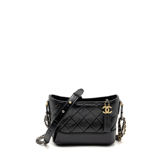 CHANEL SMALL GABRIELLE HOBO BAG AGED CALFSKIN BLACK MULTICOLOUR HARDWARE