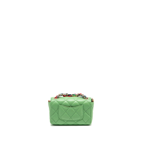 CHANEL MINI SCARF ENTWINED CHAIN FLAP BAG LAMBSKIN GREEN/MULTICOLOUR LGHW