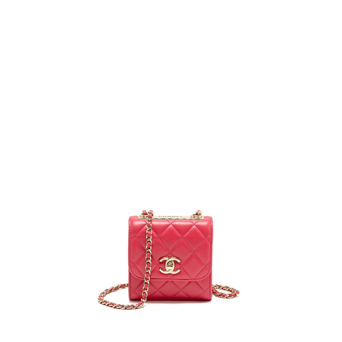 CHANEL MINI TRENDY CC CLUTCH WITH CHAIN LAMBSKIN PINK LGHW