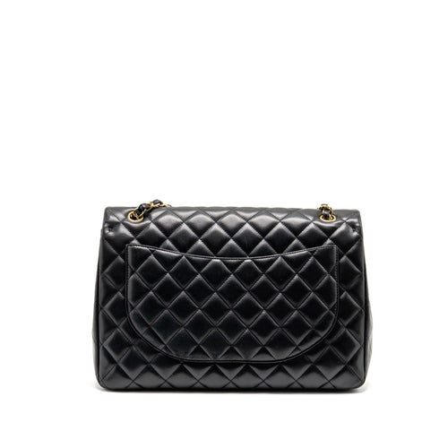 CHANEL MAXI SINGLE FLAP BAG LAMBSKIN BLACK GHW