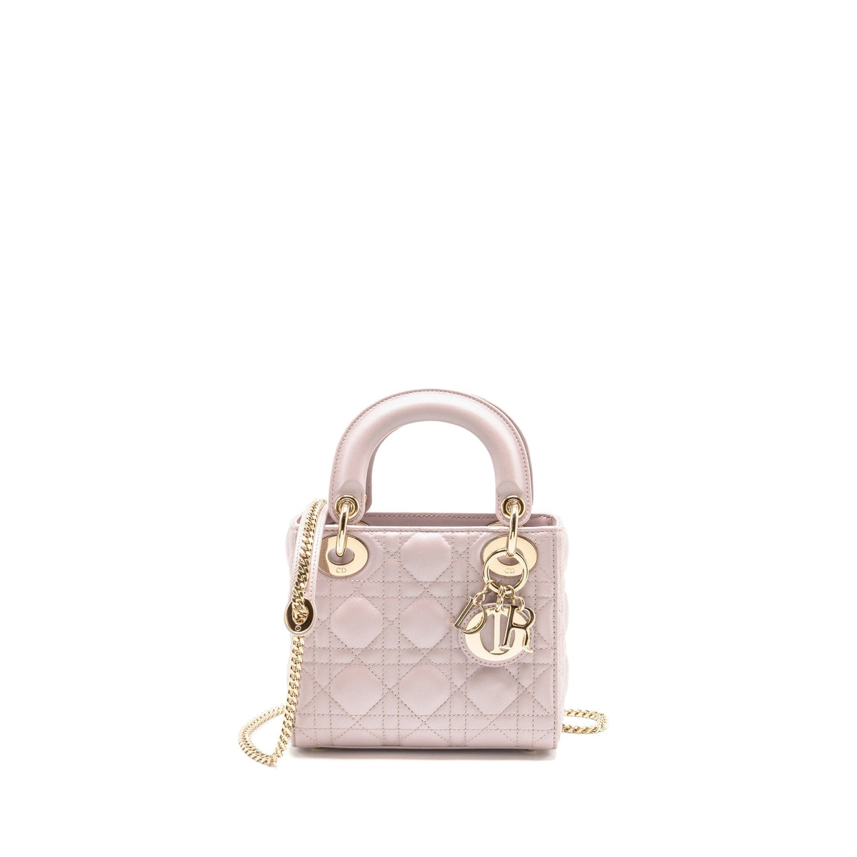 DIOR MINI LADY DIOR LAMBSKIN LIGHT PINK LGHW