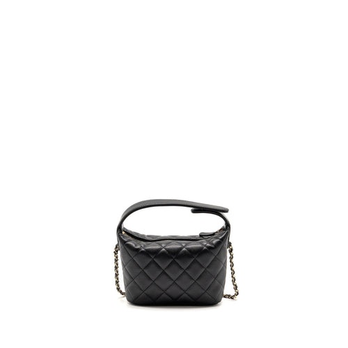 CHANEL 25C QUILTED HOBO BAG CAVIAR BLACK GHW (MICROCHIP)