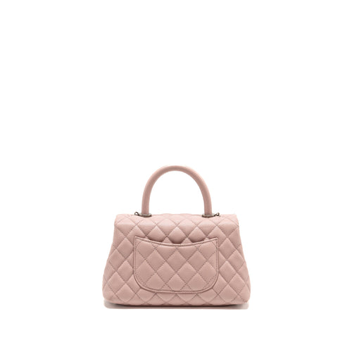 CHANEL SMALL COCO HANDLE CAVIAR PINK RUTHENIUM SHW