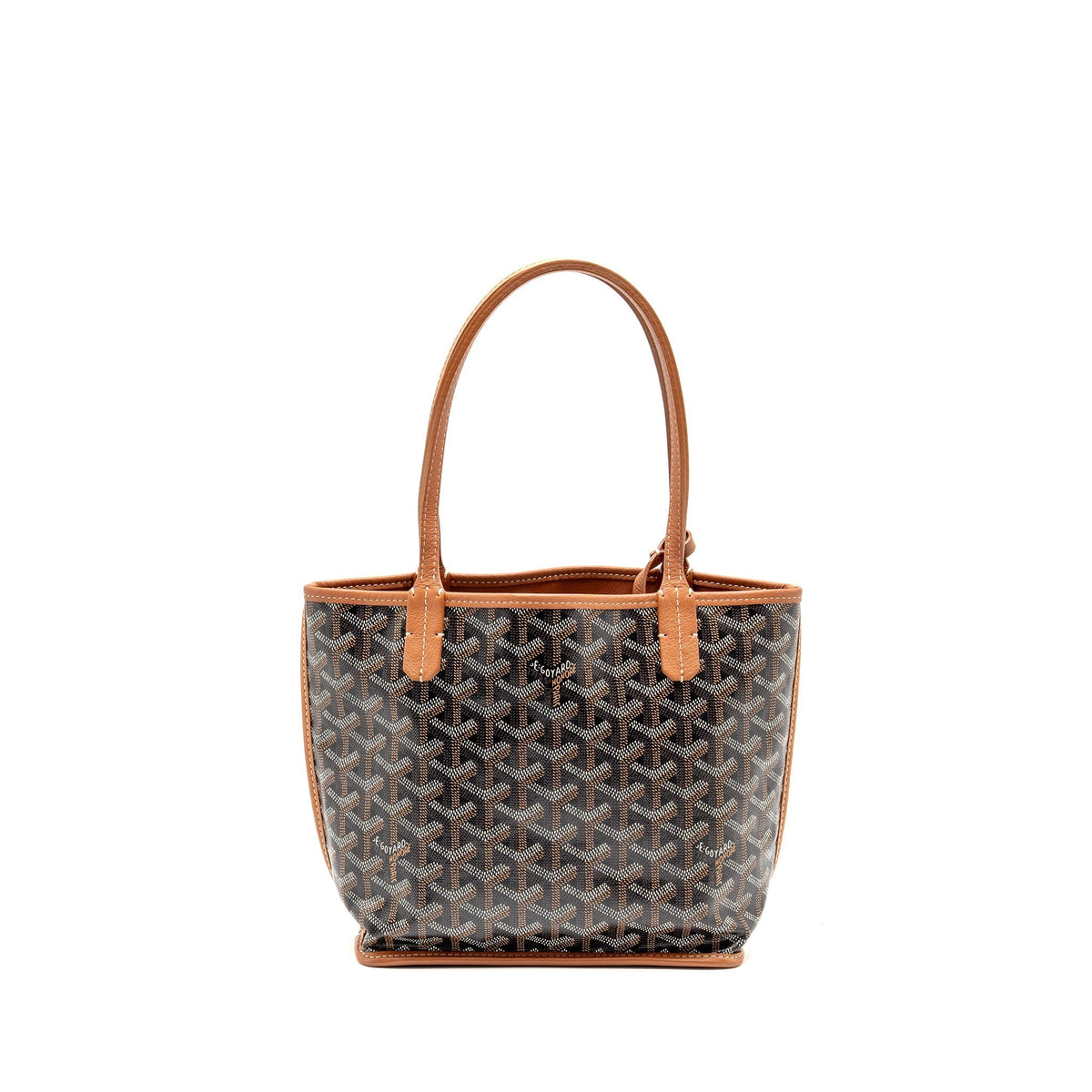 GOYARD MINI ANJOU TOTE GOYARDLINE CANVAS/LEATHER TAN/BLACK SHW