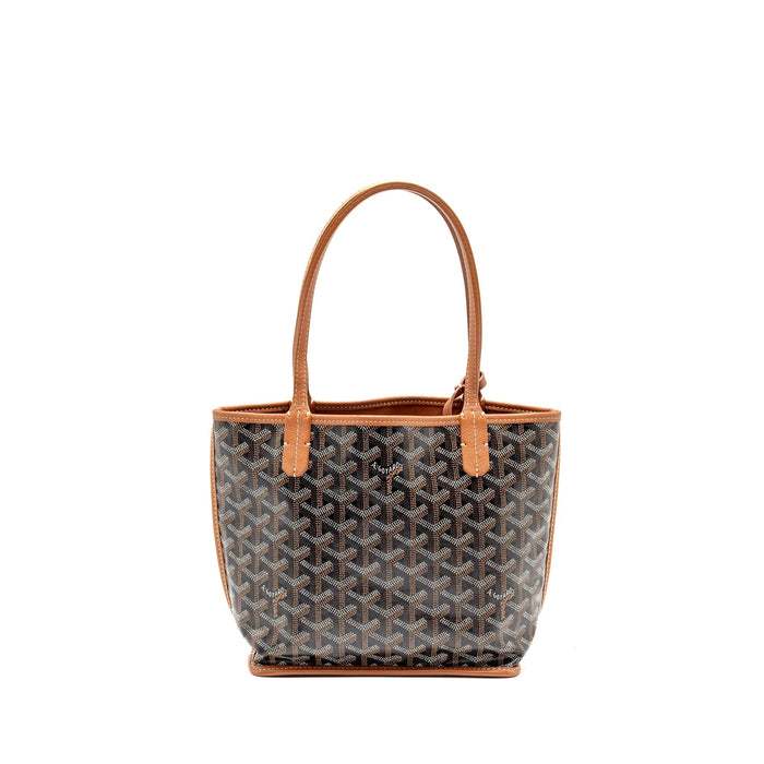 GOYARD MINI ANJOU TOTE GOYARDLINE CANVAS/LEATHER TAN/BLACK SHW