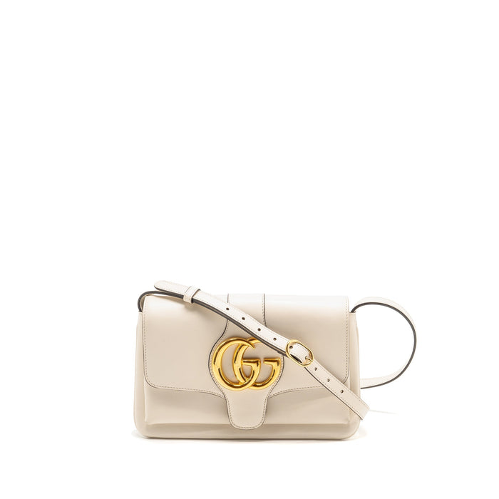 GUCCI SMALL ARLI FLAP BAG CALFSKIN WHITE GHW