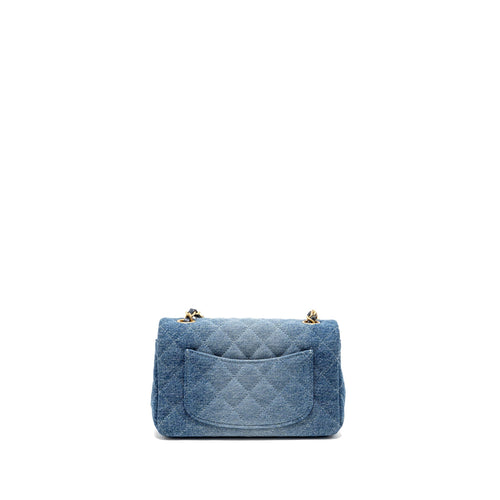 CHANEL MINI RECTANGULAR FLAP BAG DENIM BLUE GHW (MICROCHIP)
