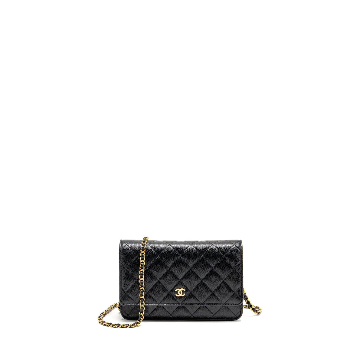 CHANEL CLASSIC WALLET ON CHAIN CAVIAR BLACK GHW (MICROCHIP)