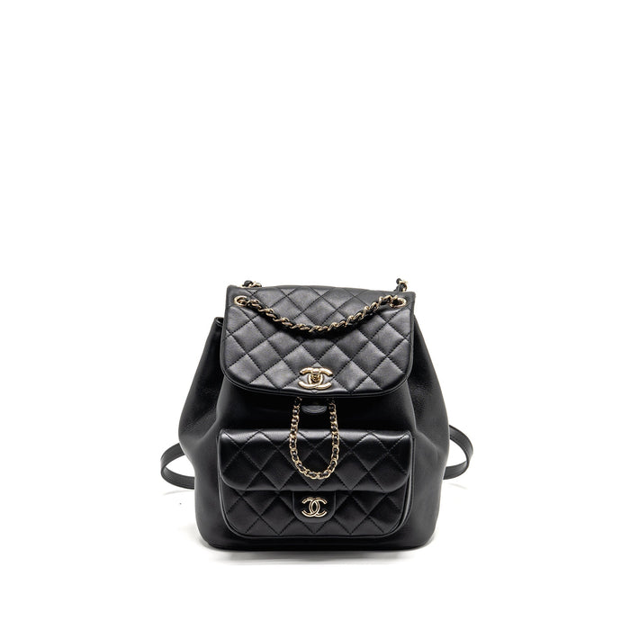 CHANEL LARGE DUMA BACKPACK CALFSKIN BLACK LGHW (MICROCHIP)