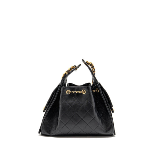CHANEL 25 SMALL HANDBAG GRAINED CALFSKIN BLACK GHW (MICROCHIP)