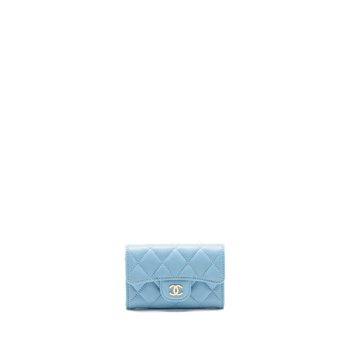 CHANEL CLASSIC FLAP CARD HOLDER CAVIAR BLUE LGHW (MICROCHIP)