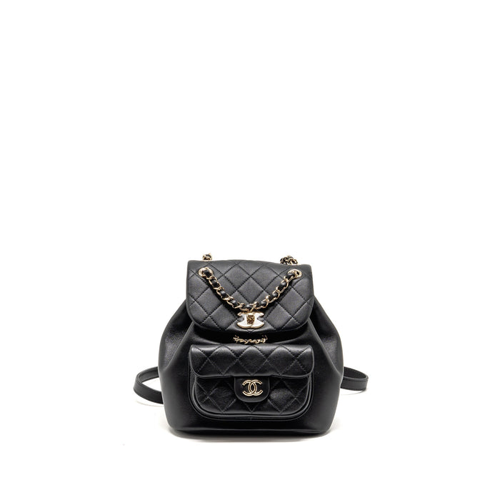 CHANEL MINI DUMA BACKPACK CALFSKIN BLACK LGHW (MICROCHIP)