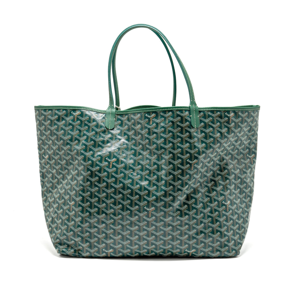 GOYARD SAINT LOUIS GM TOTE GOYARDINE CANVAS/CALFSKIN GREEN SHW