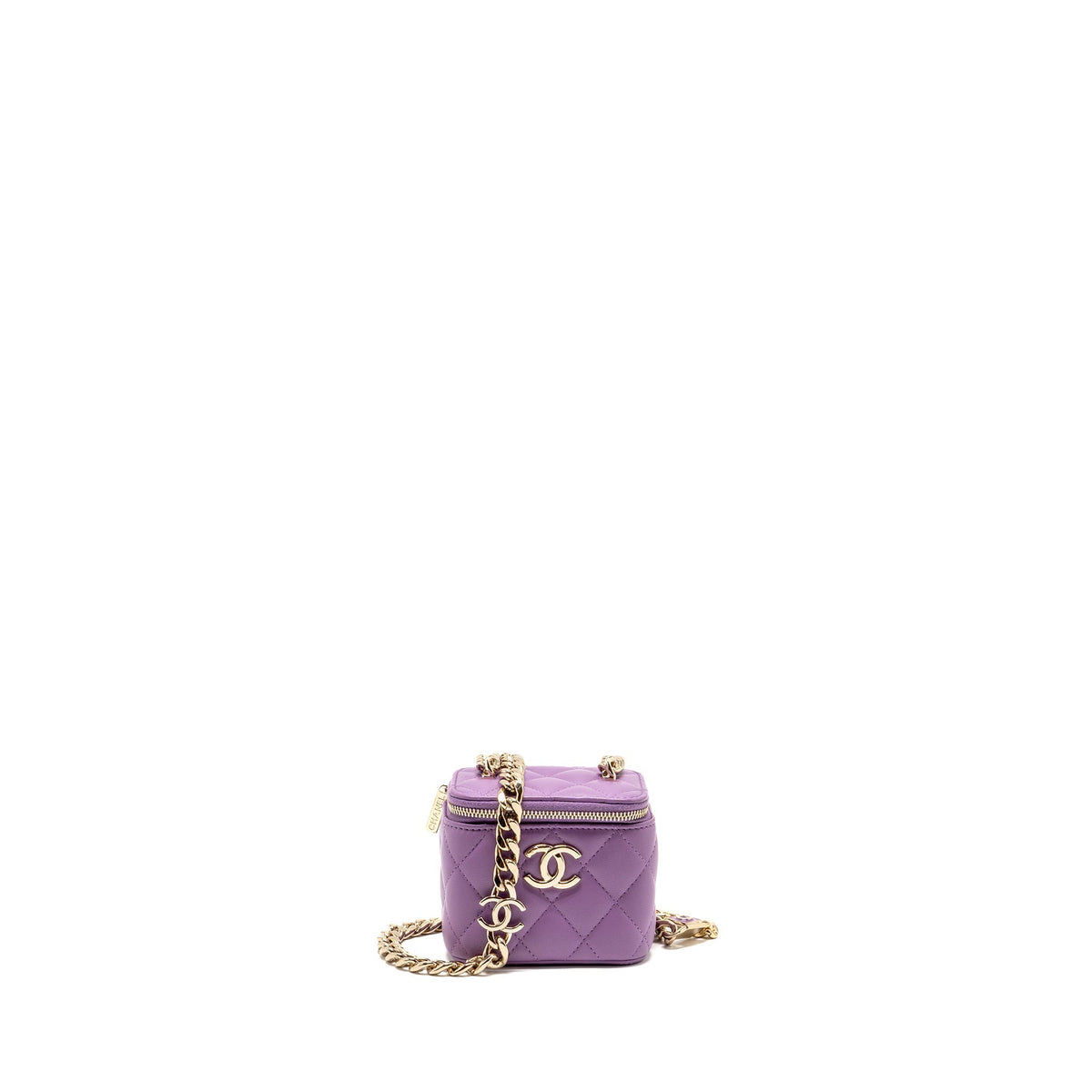 CHANEL MINI VANITY CASE WITH GIANT CHAIN LAMBSKIN PURPLE LGHW
