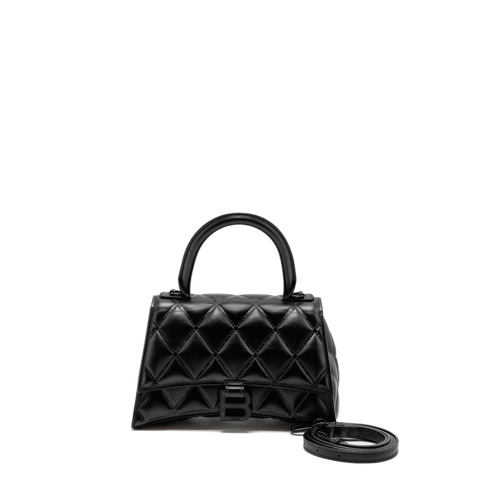 BALENCIAGA SMALL HOURGLASS BAG QUILTED CALFSKIN SO BLACK