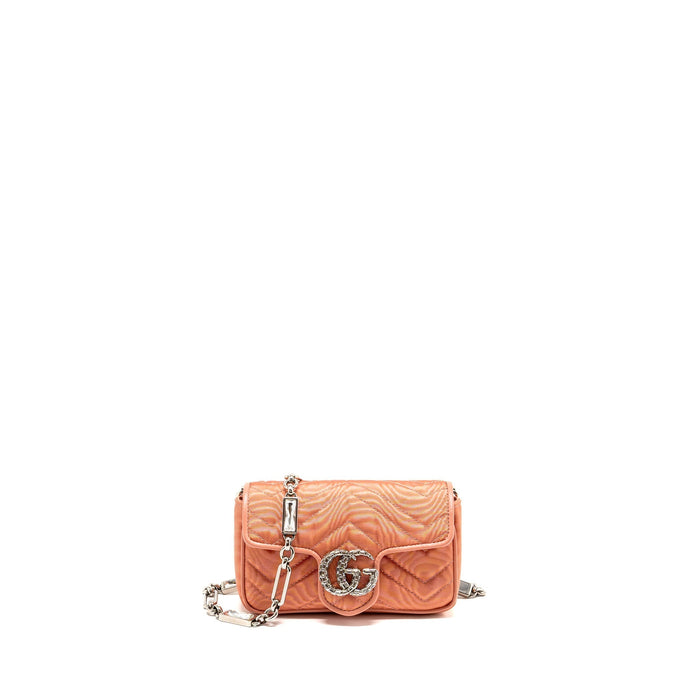 GUCCI MINI GG MARMONT CRYSTAL CHAIN FABRIC/ CRYSTAL PINK SHW