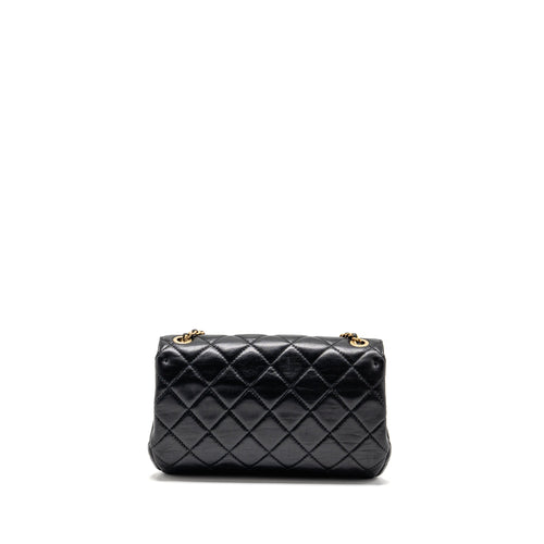 CHANEL 22C QUILTED FLAP BAG LAMBSKIN BLACK GHW (MICROCHIP)
