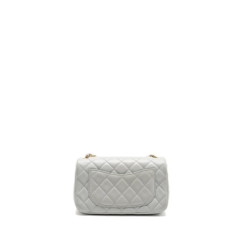 CHANEL PEARL CRUSH MINI RECTANGULAR FLAP BAG LAMBSKIN GREY GHW (MICROCHIP)