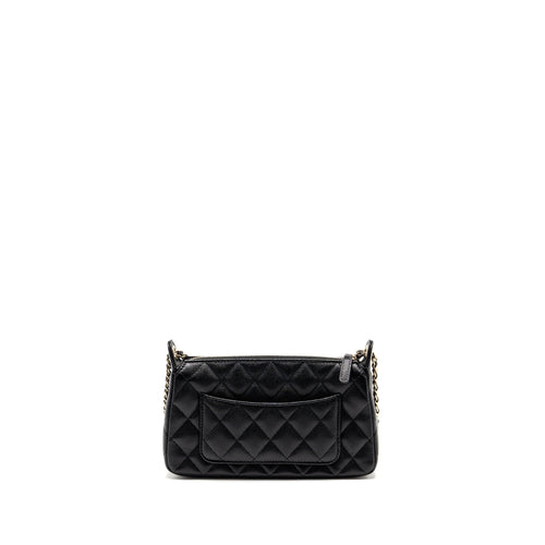 CHANEL 25A CLUTCH WITH CHAIN BAG CAVIAR BLACK LGHW